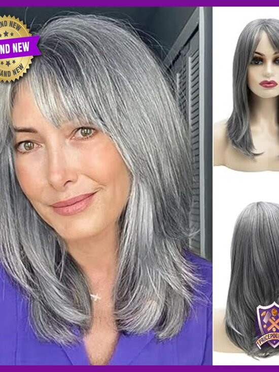Long Straight Wig with Bangs, Heat Resistant Synthetic Hair, Lightweight for main image 4